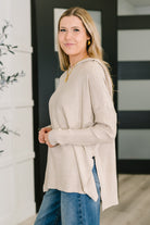 Running Late Hooded Long Sleeve in Beige Womens Ave Shops- Tilden Co.