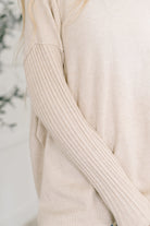 Running Late Hooded Long Sleeve in Beige Womens Ave Shops- Tilden Co.