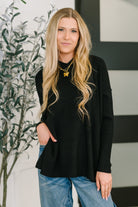 Running Late Hooded Long Sleeve in Black Womens Ave Shops- Tilden Co.