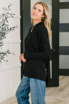 Running Late Hooded Long Sleeve in Black Womens Ave Shops- Tilden Co.