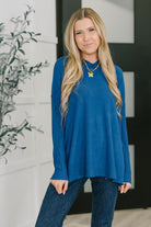 Running Late Hooded Long Sleeve in Light Navy Womens Ave Shops- Tilden Co.