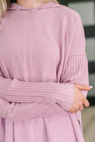 Running Late Hooded Long Sleeve in Mauve Womens Ave Shops- Tilden Co.