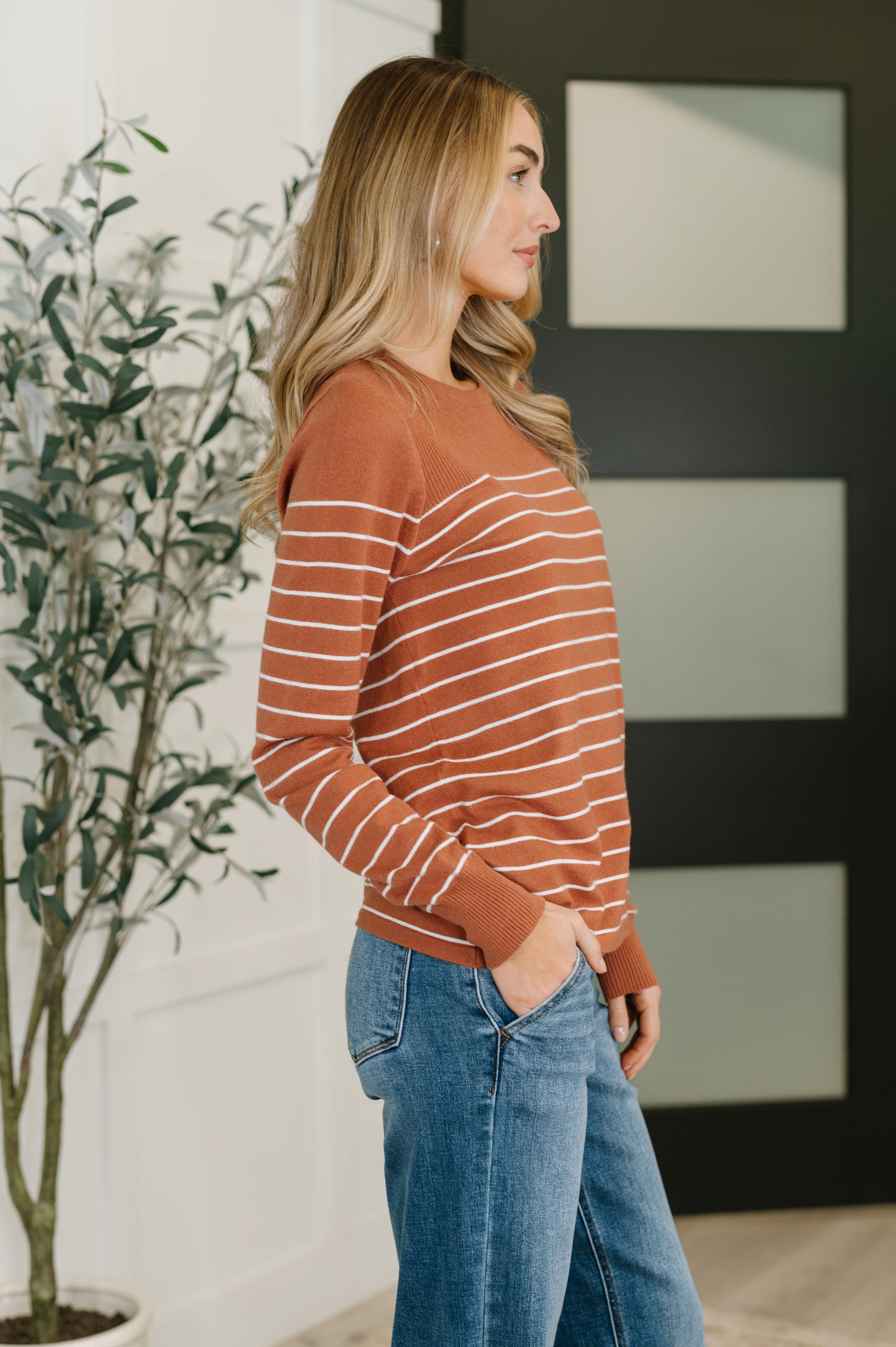 Rust Revival Long Sleeve Knit Top Womens Ave Shops- Tilden Co.