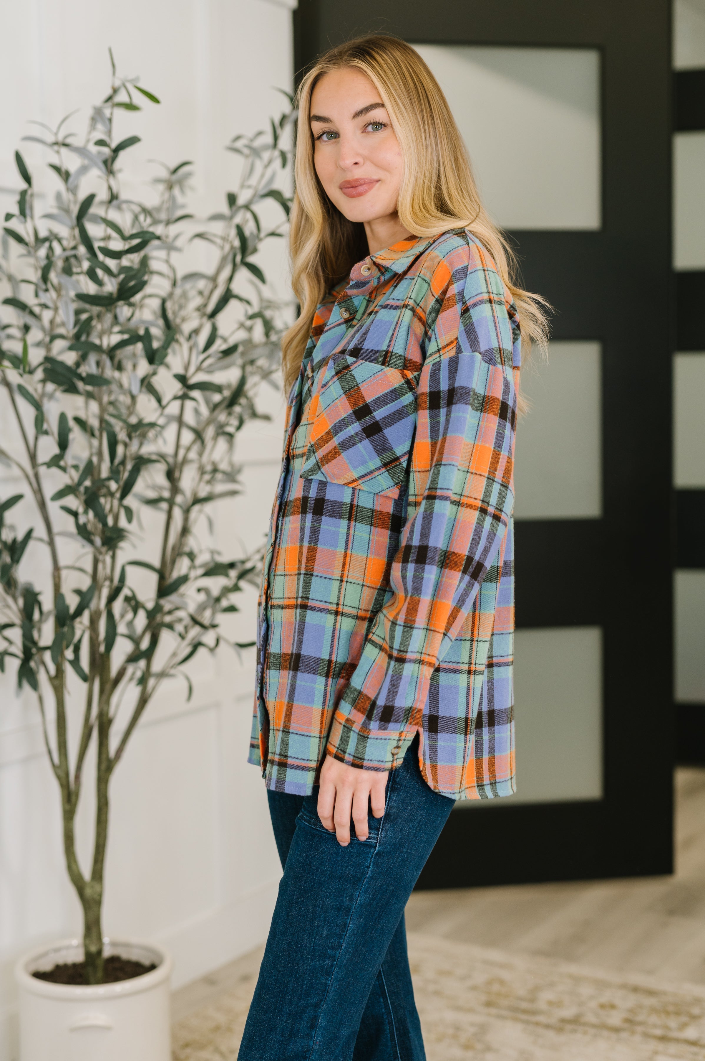 Rustic Rhythm Plaid Button Down Womens Ave Shops- Tilden Co.