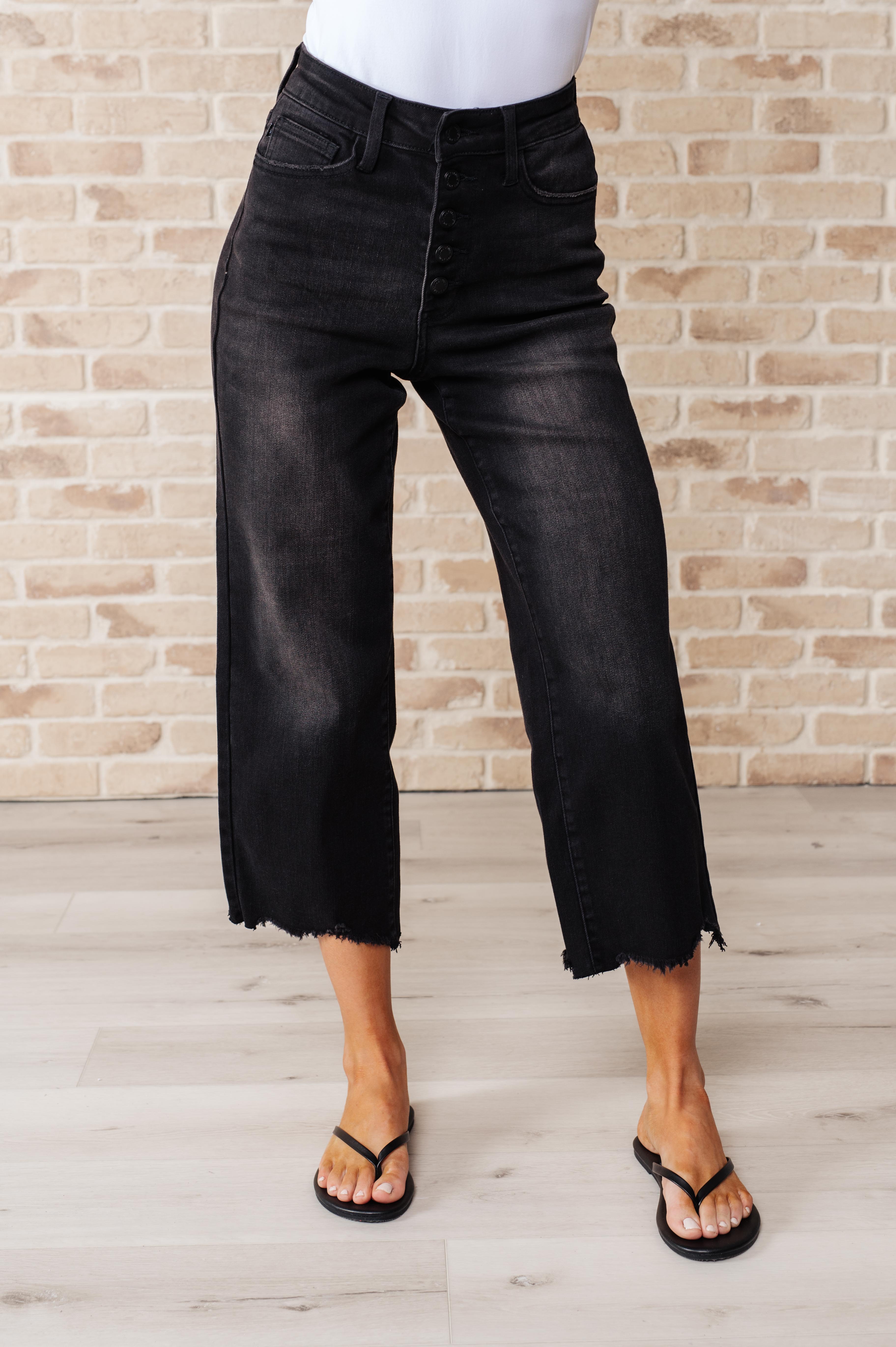 Ryan High Rise Button Fly Wide Leg Crop Jeans    Womens Ave Shops- Tilden Co.