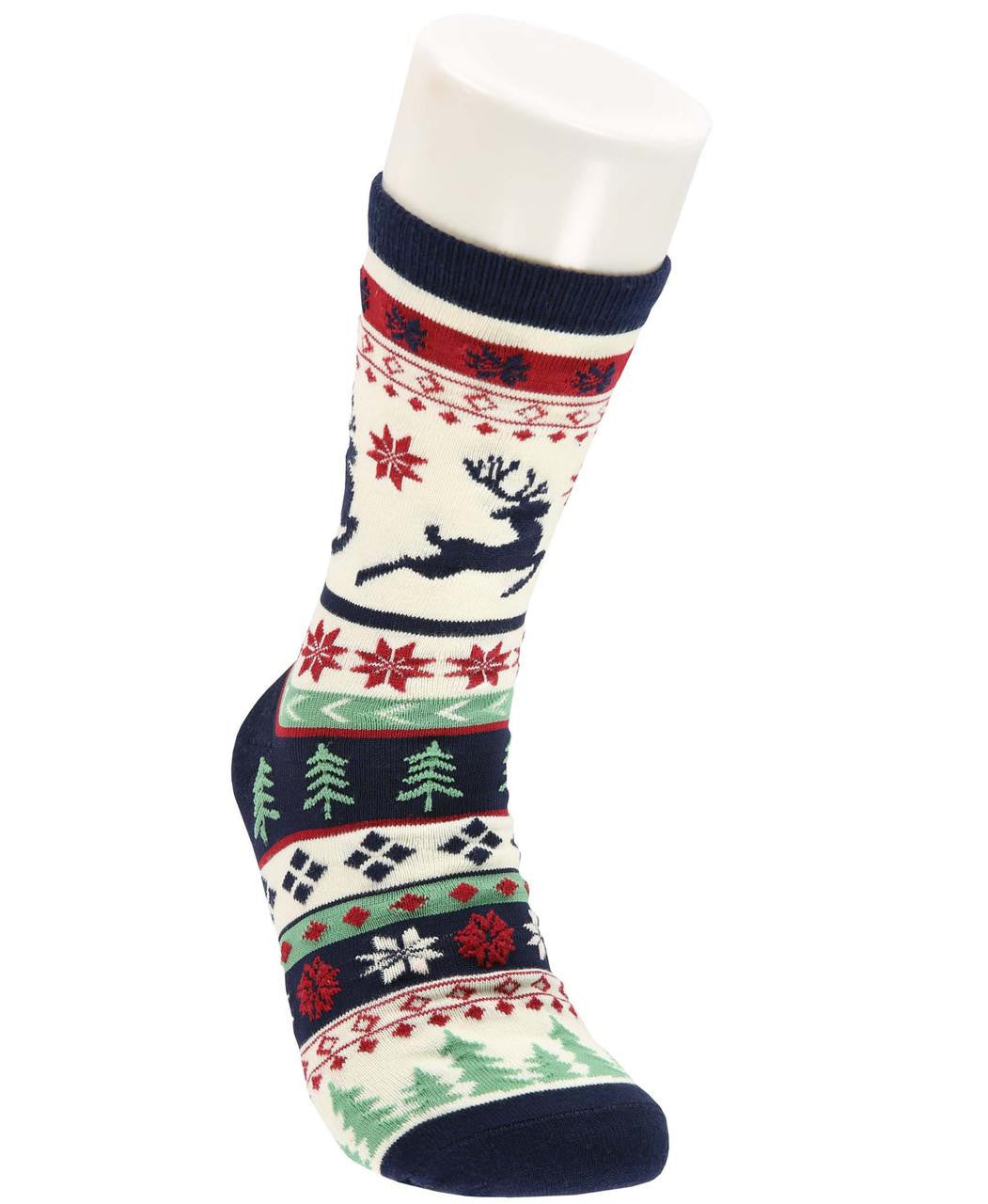Reindeer Fair Isle Crew Sock Crew Socks LazyOne- Tilden Co.