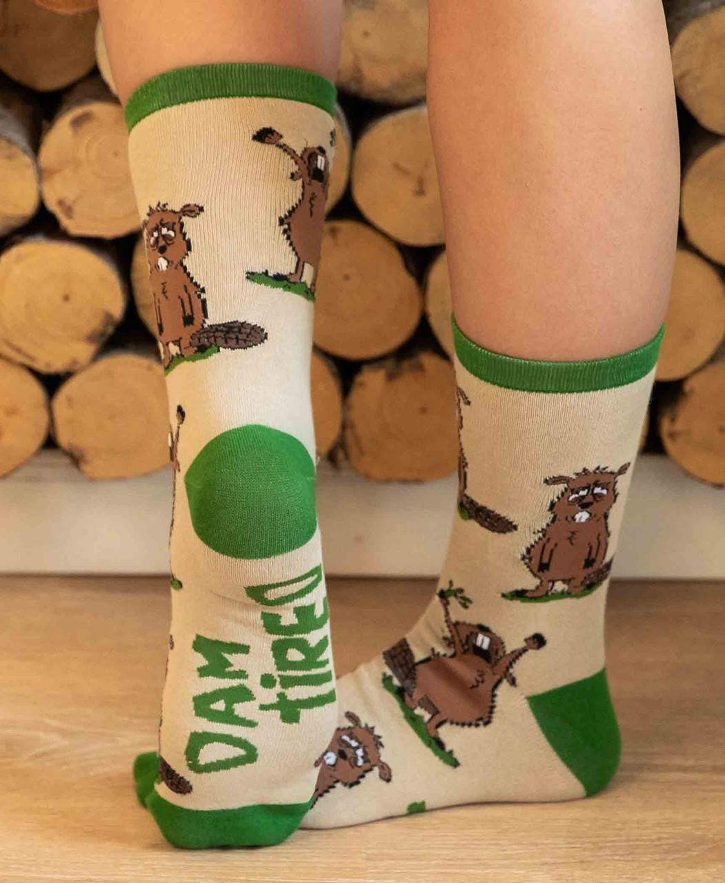 Dam Tired Beaver Crew Sock Crew Socks LazyOne- Tilden Co.