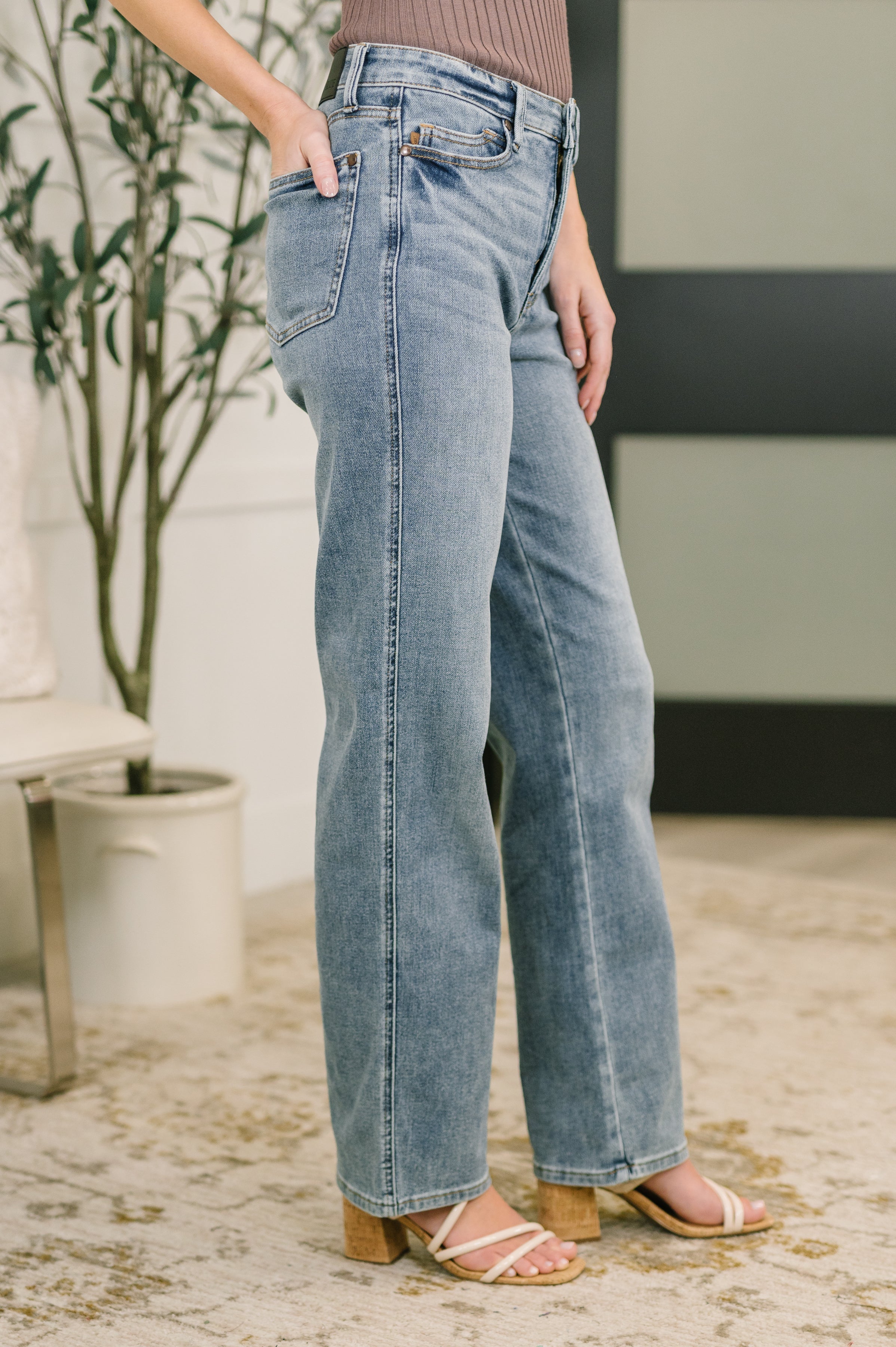 Sabrina High Waist TC Slim Straight Jeans Ave Shops- Tilden Co.