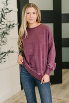 Safe and Secure Mineral Wash Pullover in Eggplant Womens Ave Shops- Tilden Co.