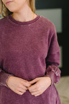 Safe and Secure Mineral Wash Pullover in Eggplant Womens Ave Shops- Tilden Co.
