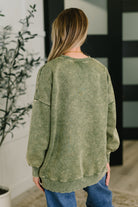 Safe and Secure Mineral Wash Pullover in Light Olive Womens Ave Shops- Tilden Co.