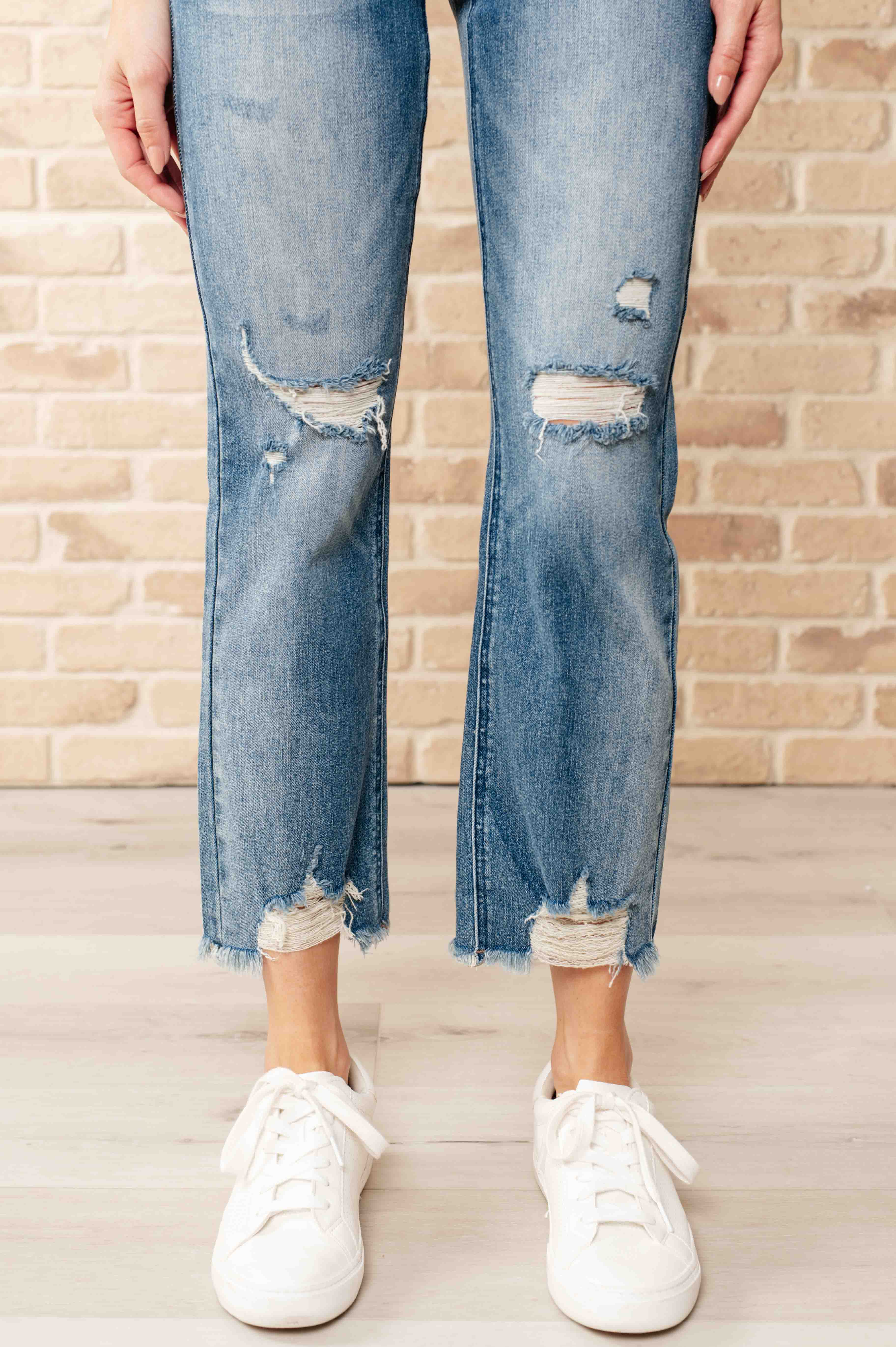 Sammy High Waist Distressed Crop Straight Leg Jeans    Womens Ave Shops- Tilden Co.