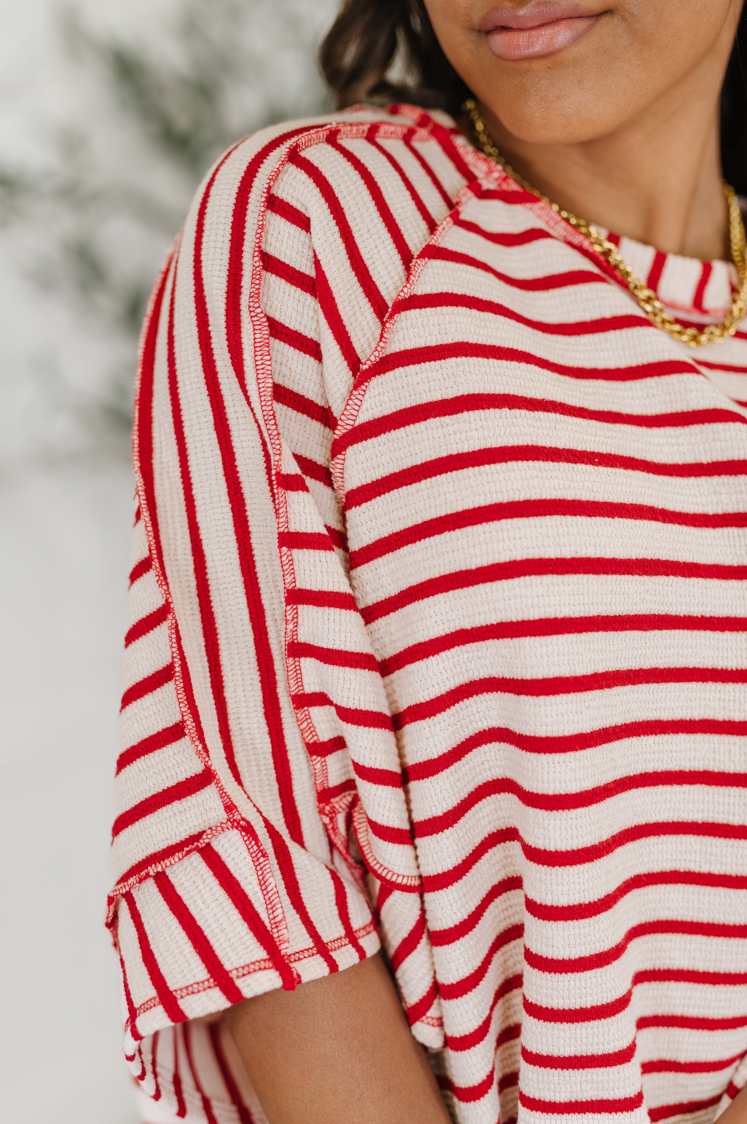 Sass in Session Relaxed Top in Cream Red Womens Ave Shops- Tilden Co.