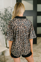 Sassy Season Split Neck Leopard Print Blouse Womens Ave Shops- Tilden Co.