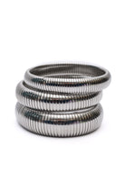 Sassy but Classy Ribbed Bangles in Silver Set of 3 Accessories Ave Shops- Tilden Co.