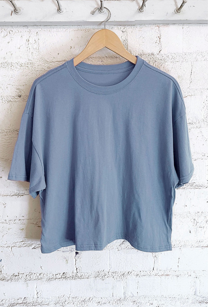 Long Crop Top Indigo Blue / Small Indigo Blue Small Shirts & Tops Rustee Clothing- Tilden Co.