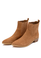 Leonor Suede Ankle Boot in Tan Shoes Ave Shops- Tilden Co.