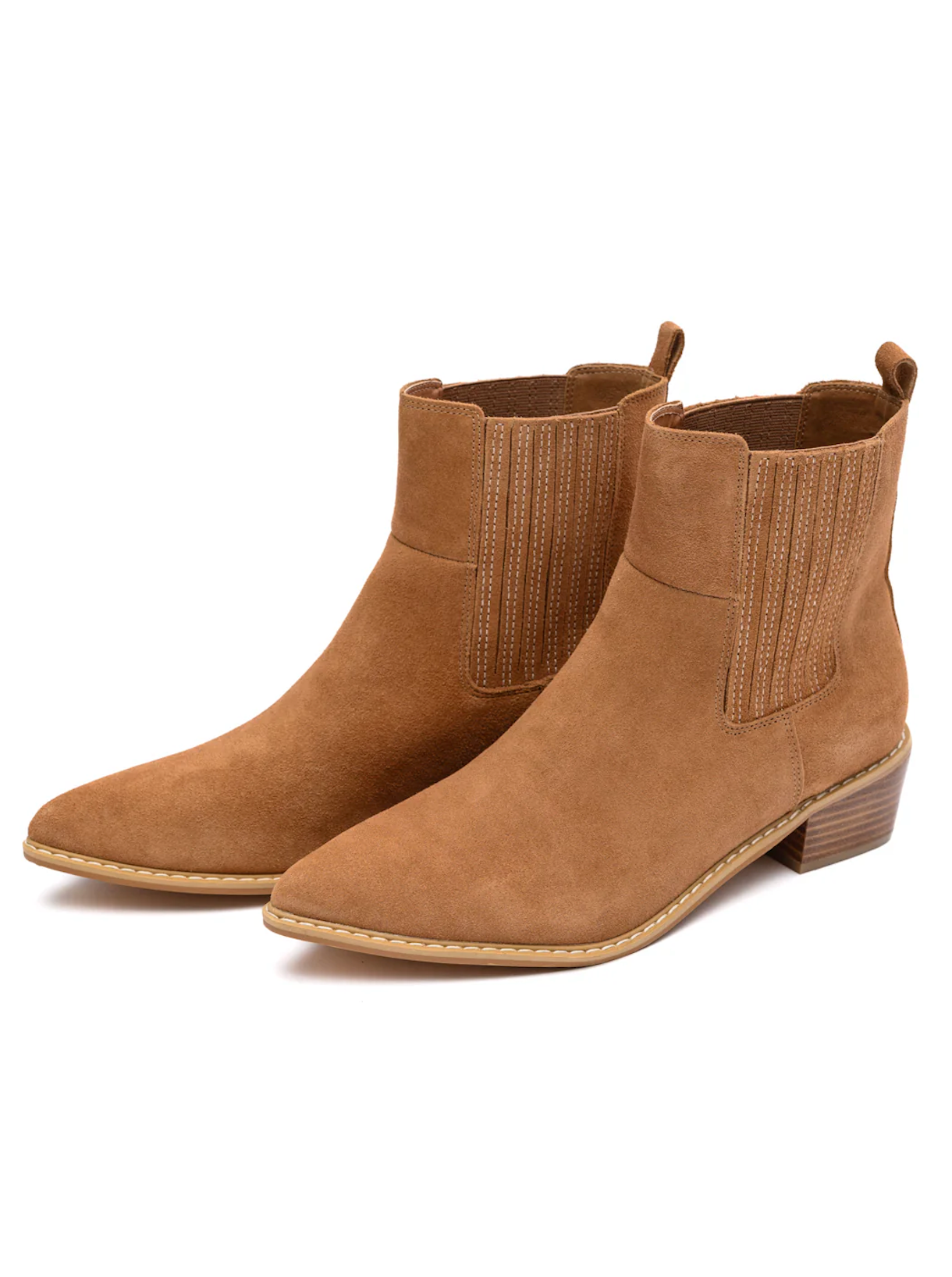 Leonor Suede Ankle Boot in Tan Shoes Ave Shops- Tilden Co.