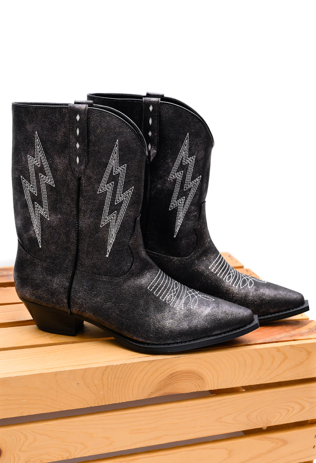 Bowie Metallic Boot in Black 110 Fashion Boots Naughty Monkey- Tilden Co.
