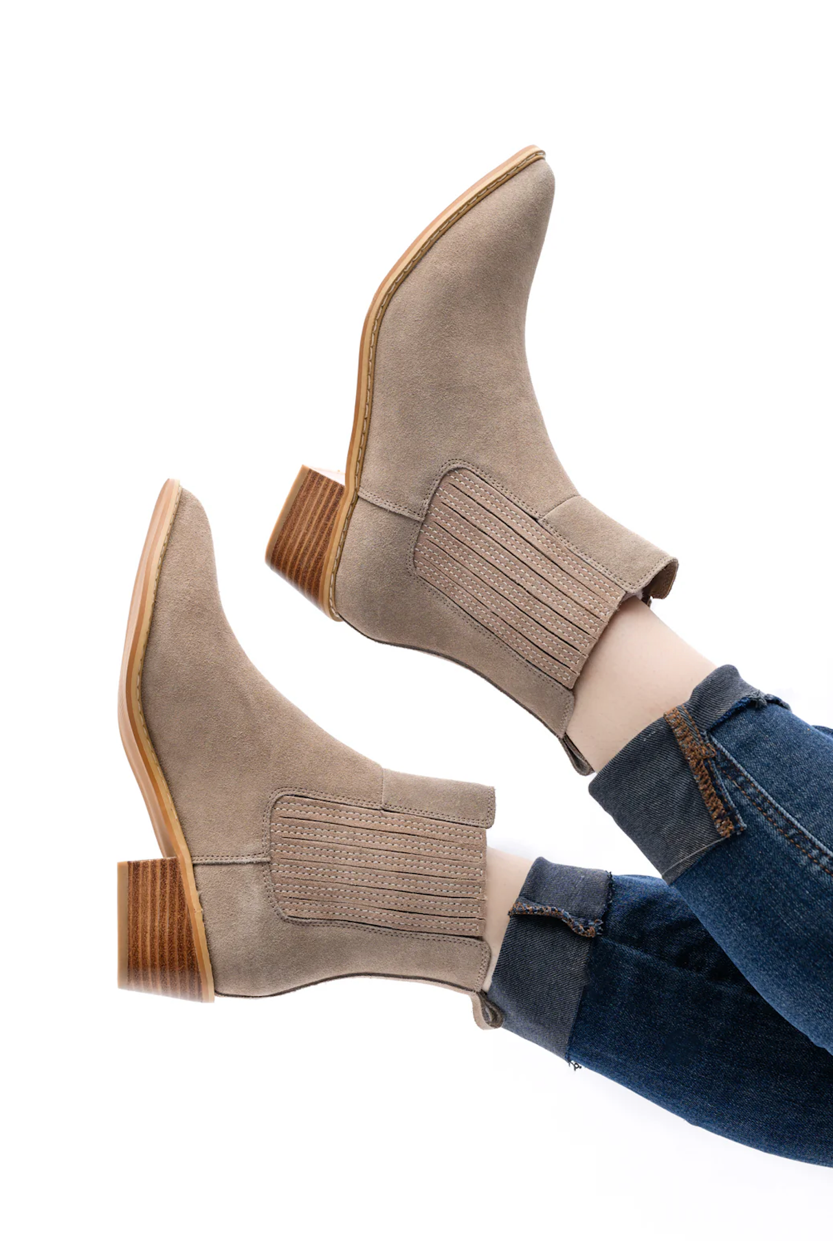 Leonor Suede Ankle Boot in Taupe 100 Western Boots Naughty Monkey- Tilden Co.