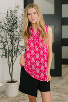 Sea Spray Collared Sleeveless Top in Floral Ikat Tank Top Ave Shops- Tilden Co.