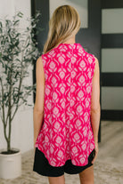 Sea Spray Collared Sleeveless Top in Floral Ikat Tank Top Ave Shops- Tilden Co.