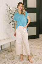 Sea You Soon Collared Top in Costal Blue T-Shirt Ave Shops- Tilden Co.