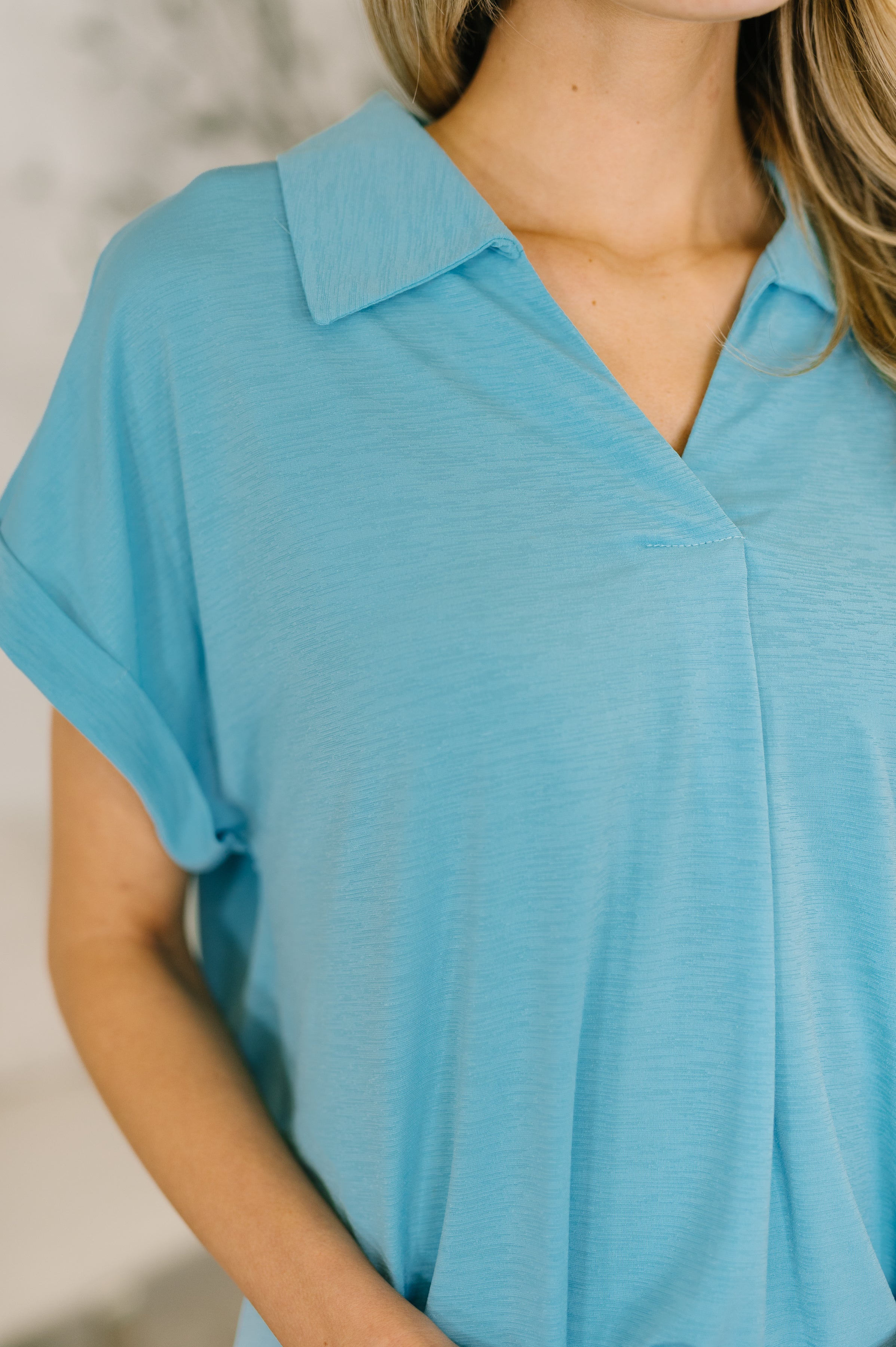 Sea You Soon Collared Top in Costal Blue T-Shirt Ave Shops- Tilden Co.