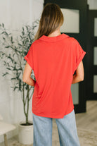 Sea You Soon Collared Top in Hot Coral T-Shirt Ave Shops- Tilden Co.