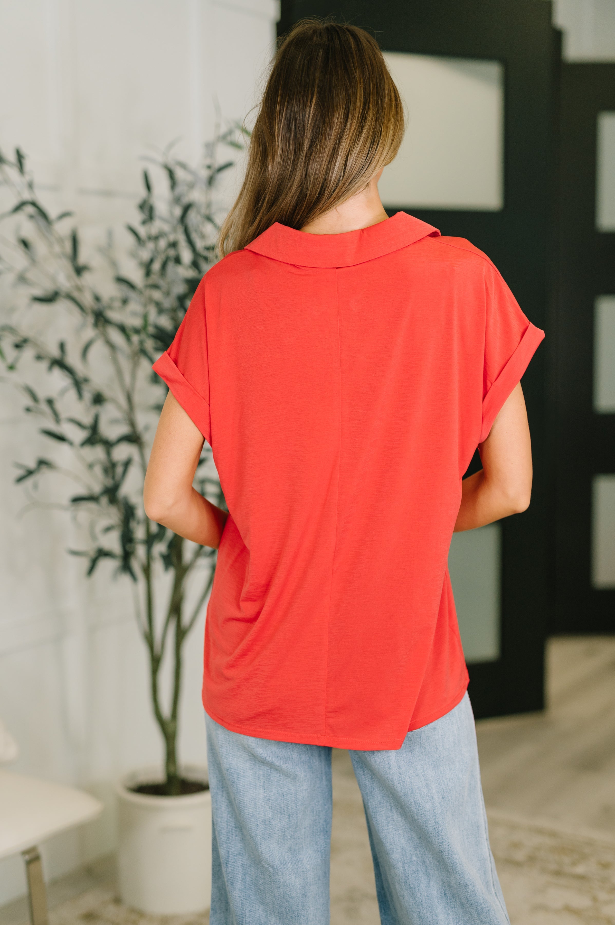 Sea You Soon Collared Top in Hot Coral T-Shirt Ave Shops- Tilden Co.