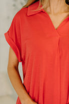 Sea You Soon Collared Top in Hot Coral T-Shirt Ave Shops- Tilden Co.