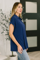 Sea You Soon Collared Top in Navy T-Shirt Ave Shops- Tilden Co.