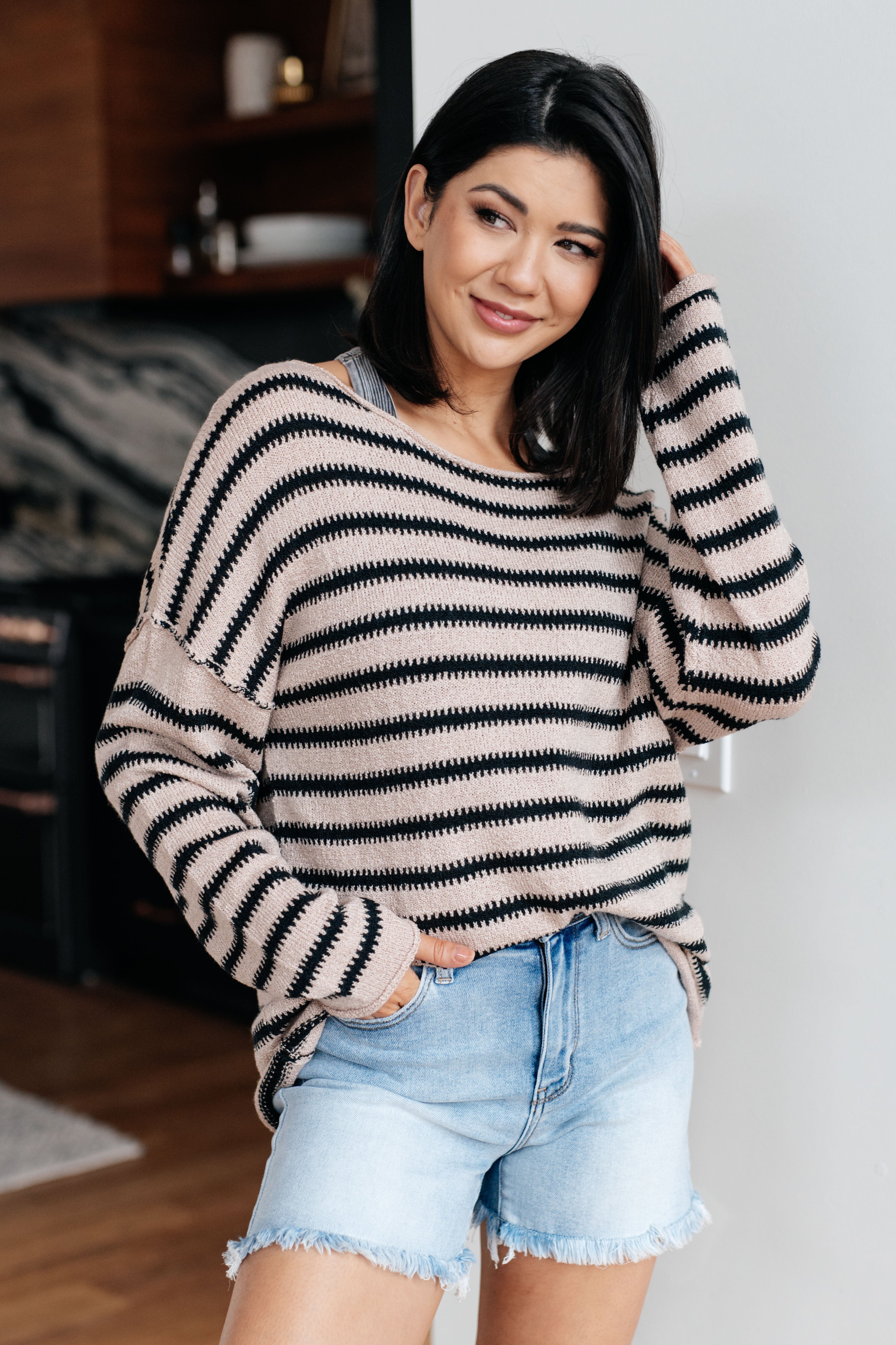Self Assured Striped Sweater Tops Ave Shops- Tilden Co.