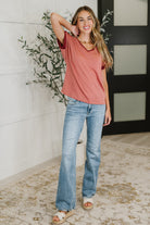 Sew Into You V-Neck Top in Light Rust Womens Ave Shops- Tilden Co.