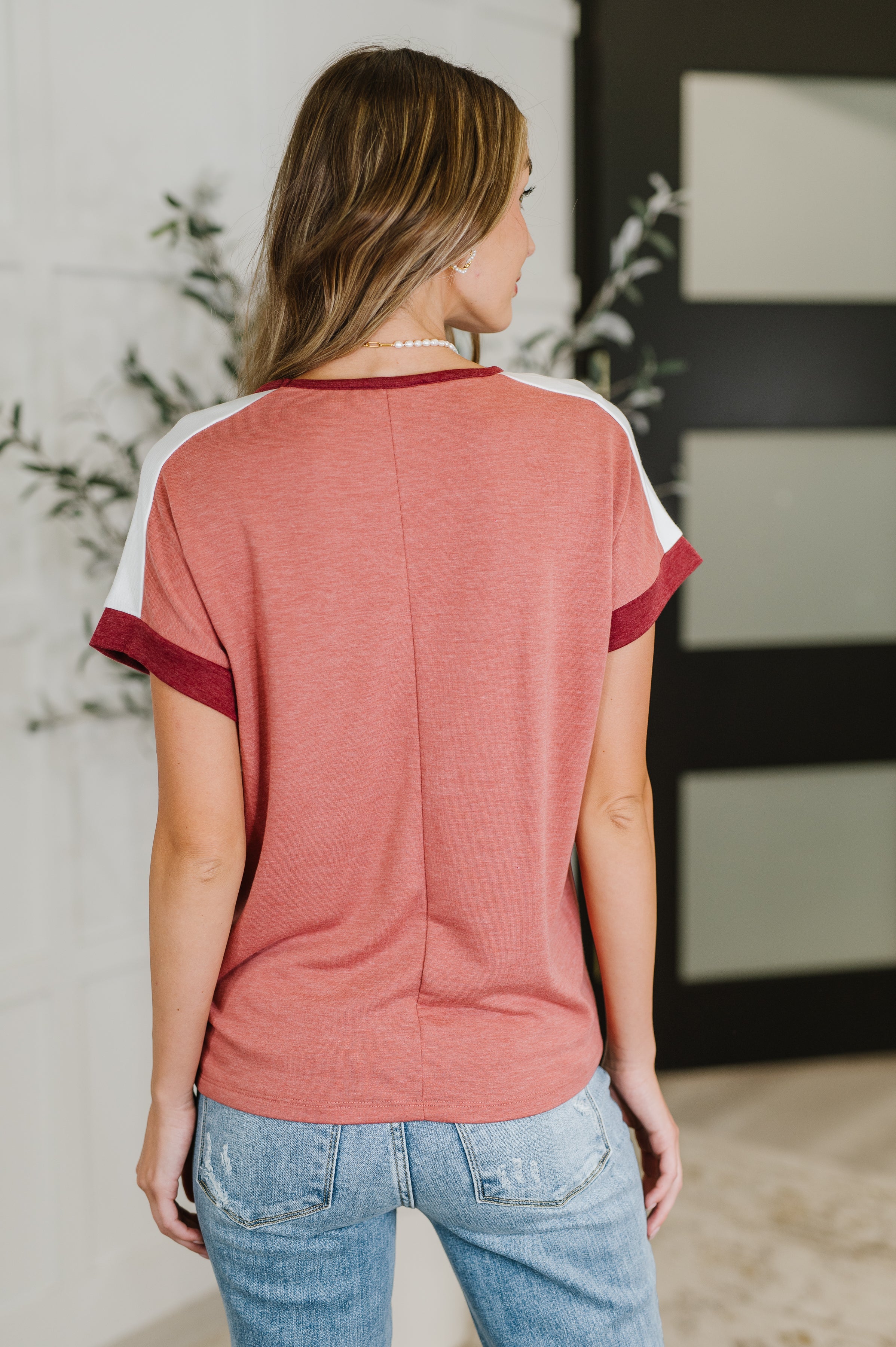 Sew Into You V-Neck Top in Light Rust Womens Ave Shops- Tilden Co.