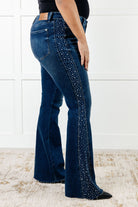 Shannon Mid Rise Rhinestone Detail Flare Jeans Womens Ave Shops- Tilden Co.