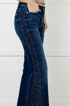 Shannon Mid Rise Rhinestone Detail Flare Jeans Womens Ave Shops- Tilden Co.