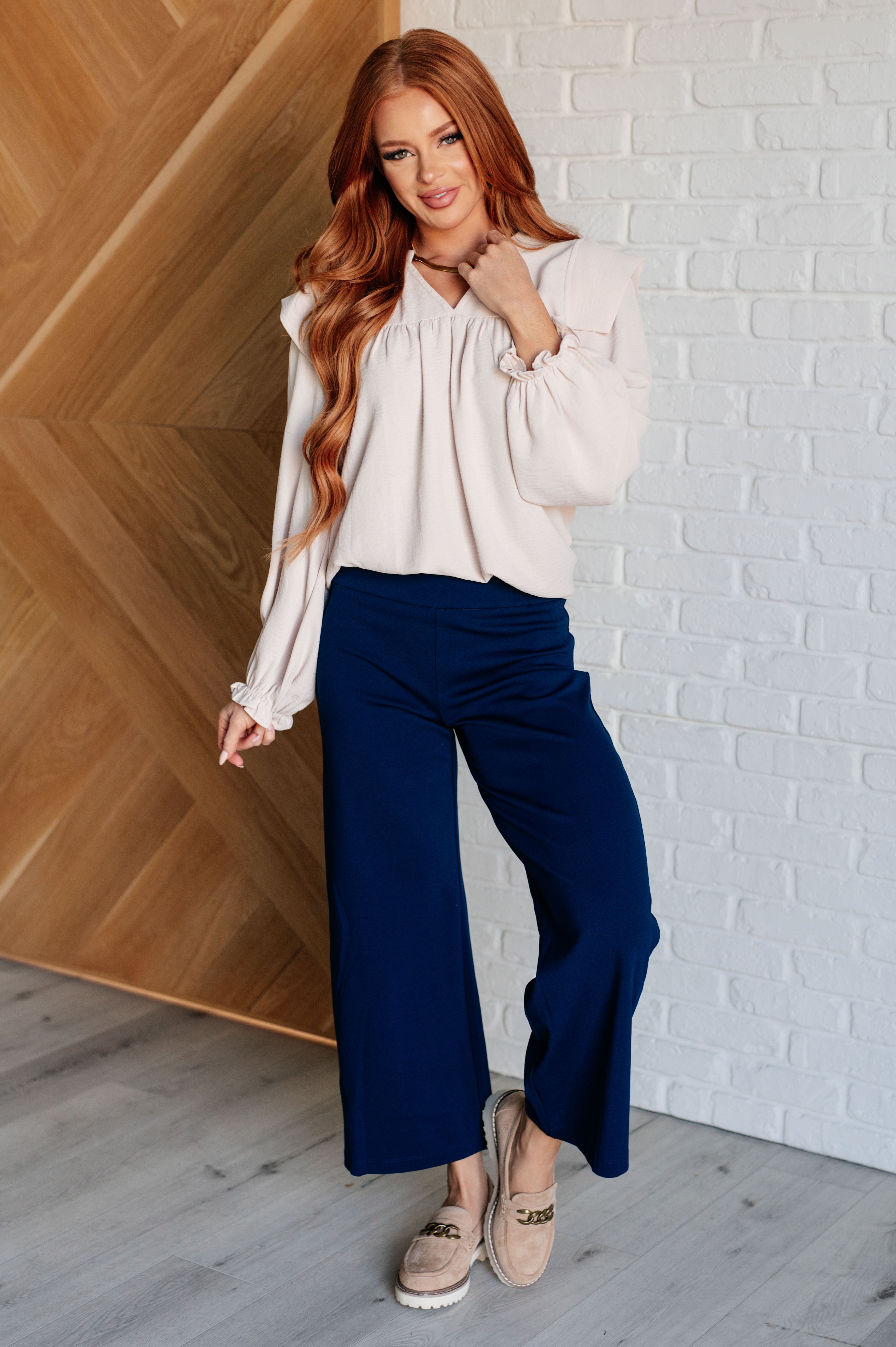 Magic Wide Leg Crop Pants in Navy    Bottoms Ave Shops- Tilden Co.