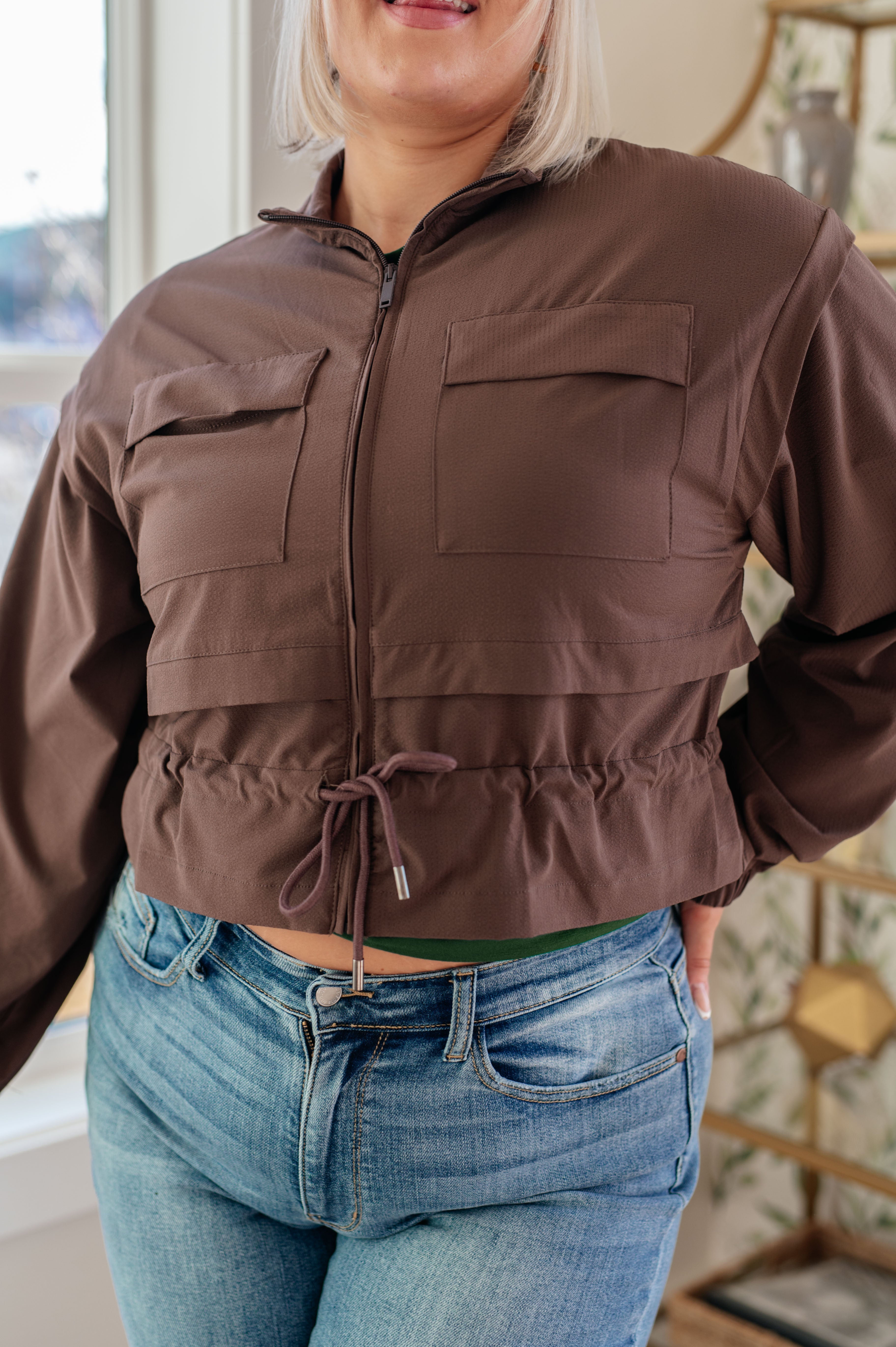 She's Got Game Cropped Jacket in Brown Layers Ave Shops- Tilden Co.