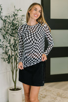 PREORDER: Sheer Long Sleeve Checkered Layering Top in Three Colors Womens Ave Shops- Tilden Co.