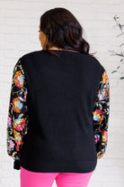 She is the Party Floral Sequins Mesh Sleeve Top    Tops Ave Shops- Tilden Co.