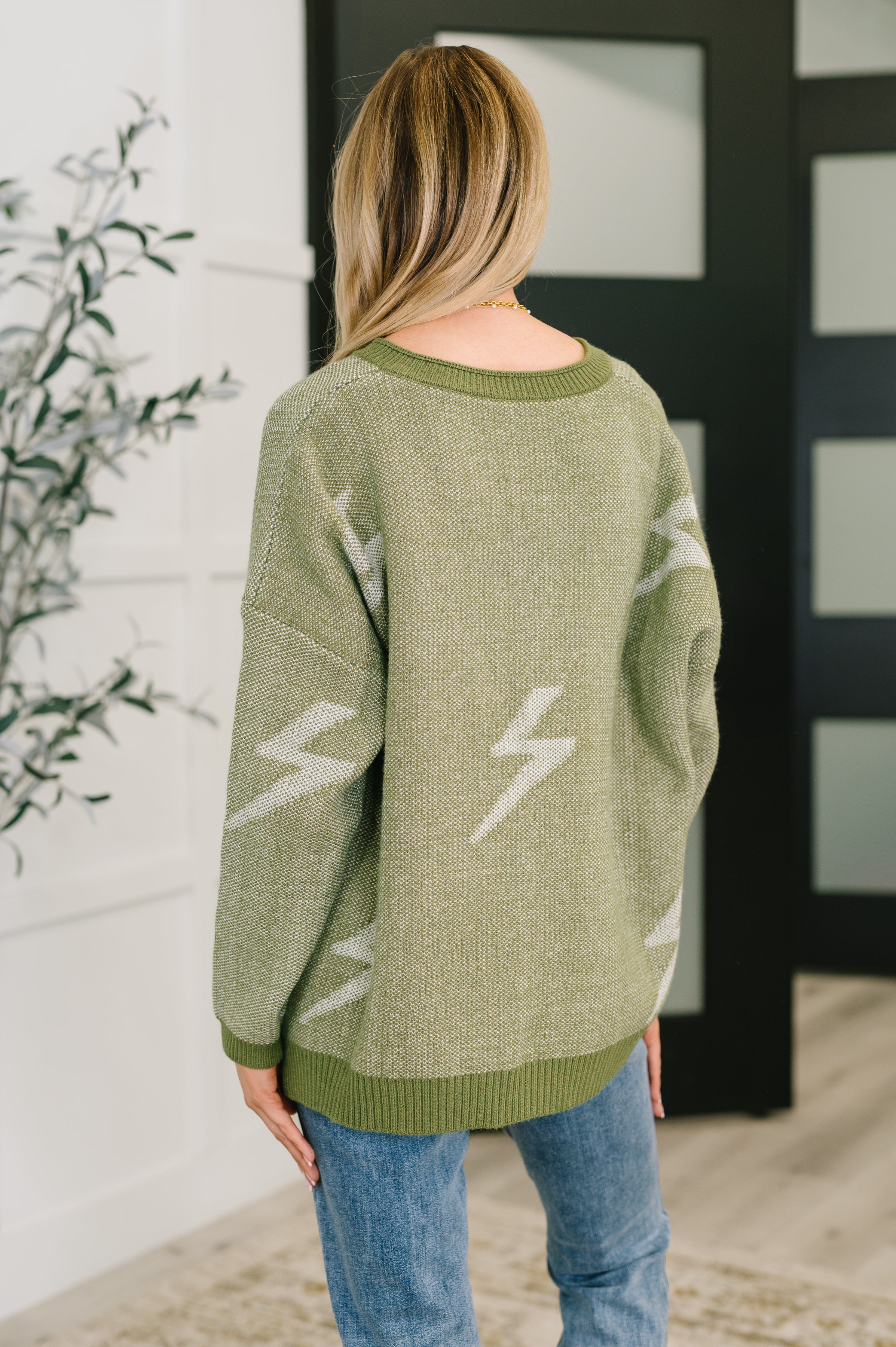 Shock Value V-Neck Sweater in Olive Womens Ave Shops- Tilden Co.