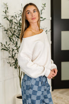 Side Hustle Off Shoulder Long Sleeve Top in Bone Womens Ave Shops- Tilden Co.