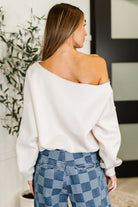 Side Hustle Off Shoulder Long Sleeve Top in Bone Womens Ave Shops- Tilden Co.