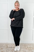 Simple Silhouette Brushed Hacci Sweater in Black Tops Ave Shops- Tilden Co.