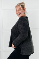 Simple Silhouette Brushed Hacci Sweater in Black Tops Ave Shops- Tilden Co.