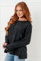 Simple Silhouette Brushed Hacci Sweater in Black Tops Ave Shops- Tilden Co.