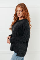 Simple Silhouette Brushed Hacci Sweater in Black Tops Ave Shops- Tilden Co.