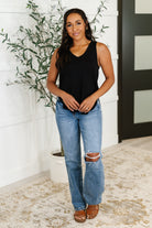 Simpler Times Basic V-Neck Tank in Black Womens Ave Shops- Tilden Co.