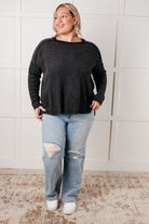 Simply Basic Ribbed Hacci Sweater in Black Tops Ave Shops- Tilden Co.